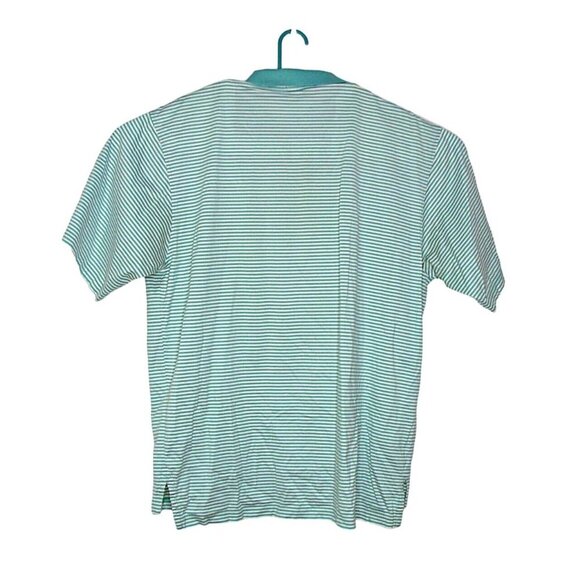 Peter Millar Mens Size XL Polo Shirt Mercerized Cotton Green Striped Patch HRF - Picture 2 of 12